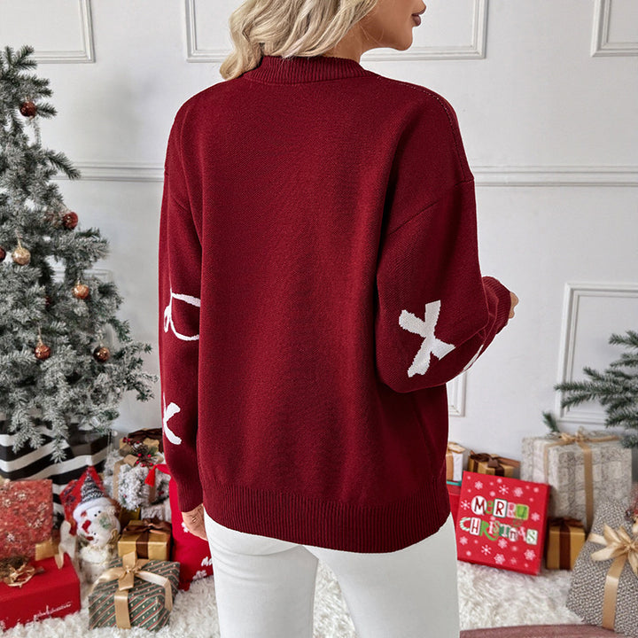 Damen lässiger Pullover mit verspieltem Schleifenmuster Drune
