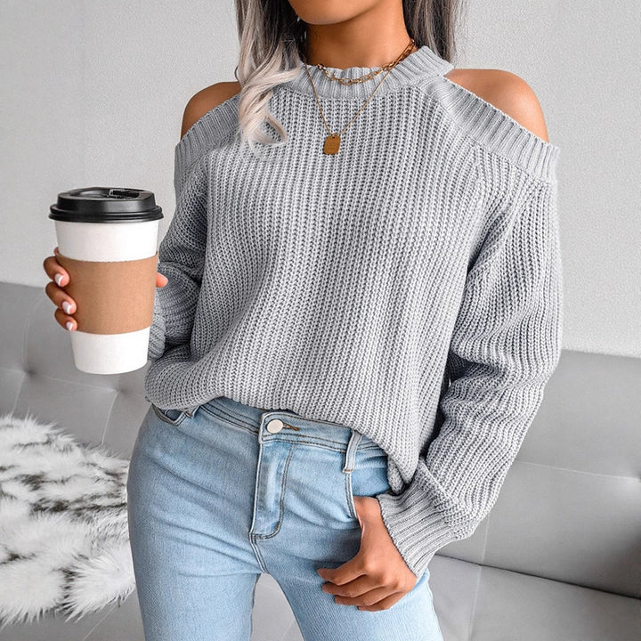 Damen Strickpullover mit offenen Schultern und Rippstruktur Drune