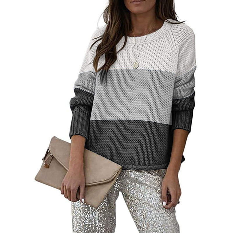 Drune | Zweifarbiger Strickpullover mit Blockmuster Acryl Lässig und Komfortabel