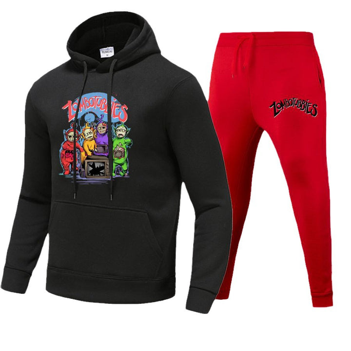 Damen Hoodie- und Jogginghose-Set mit farbenfrohem Comicdruck Drune