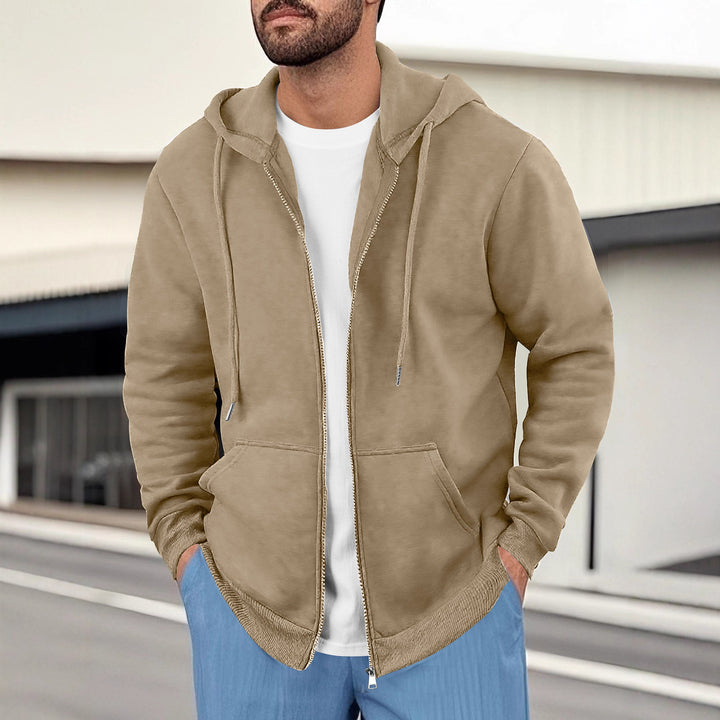 Herren lässige Kapuzenjacke mit atmungsaktivem Sweatstoff und praktischen Taschen Drune