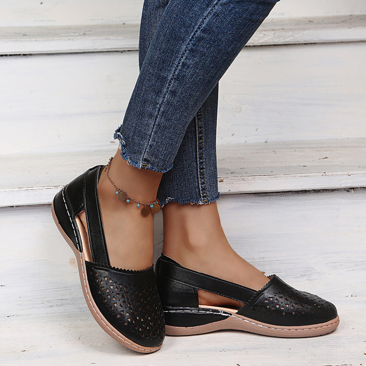 Damen  perforierte Slipper-Pumps mit seitlichen Cut-Outs elastischem Fersenband und dämpfender Komfortsohle Drune