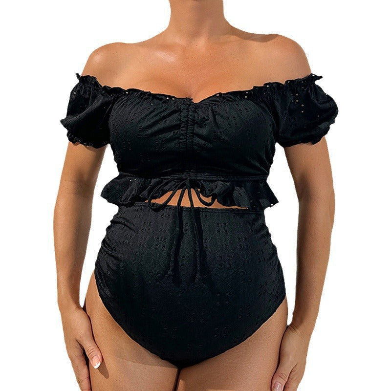 Damen Schwangerschafts-Bikini-Set mit elastischem Oberteil und hoch geschnittenem Slip Drune