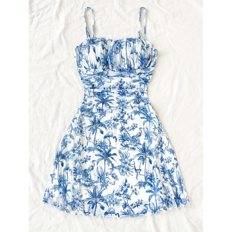 Damen Sommerliches Minikleid mit floralem Muster und Trägerdetails Drune