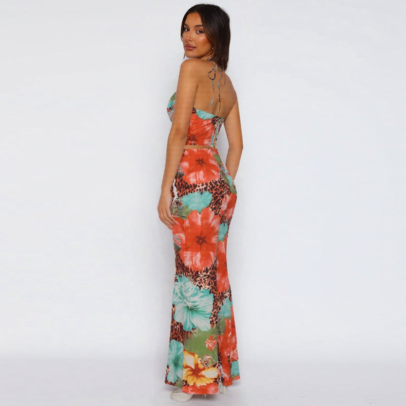 Damen Maxikleid mit aufregendem Blumen- und Tiermotiv Drune