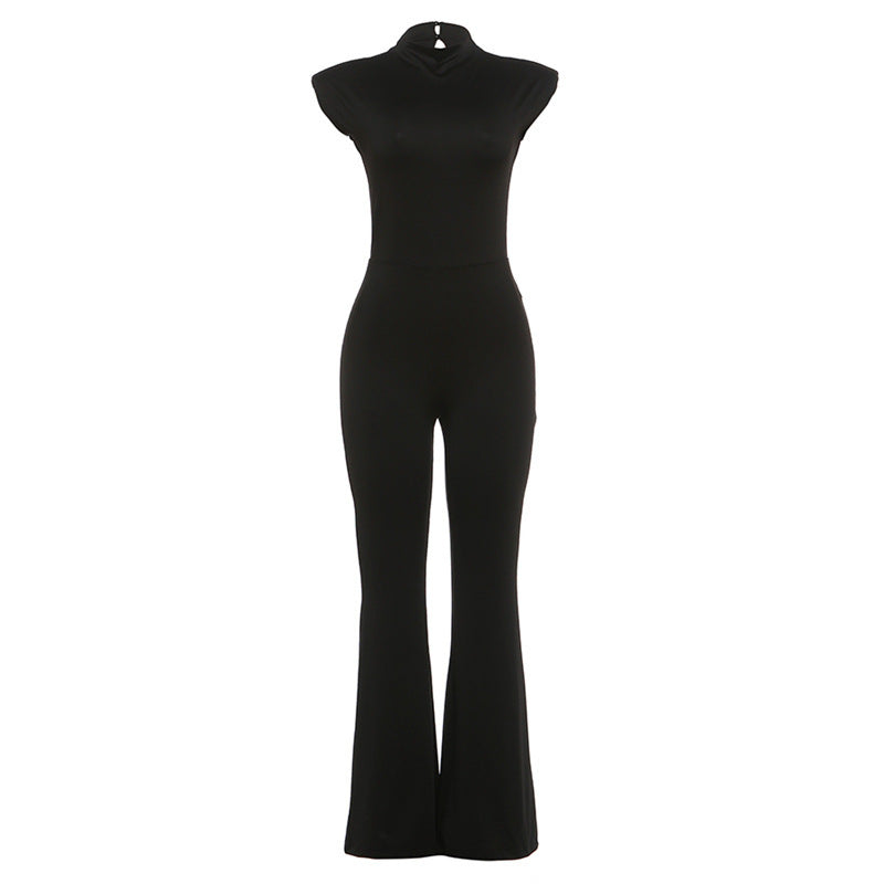 Damen Eleganter Jumpsuit im figurbetonten Schnitt mit hohem Kragen Drune