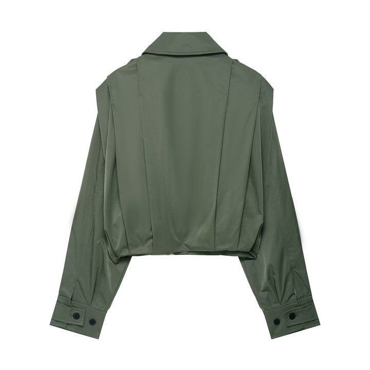 Damen cropped Blusenjacke mit elegantem Schnitt und Knopfdetails Drune