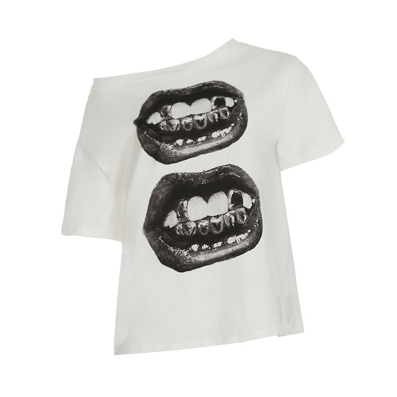 Damen Kreatives Oversized T-Shirt mit grafischem Druck Drune