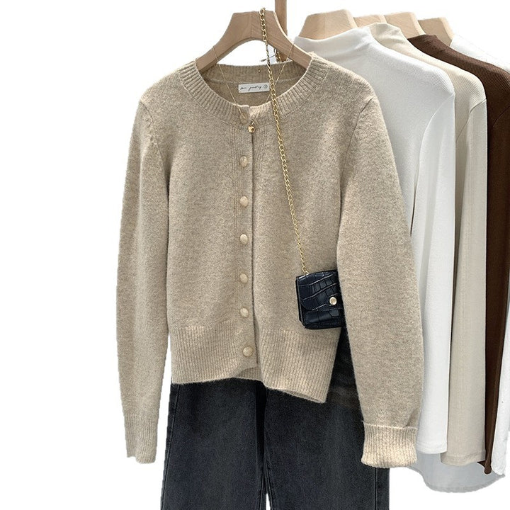 Damen Kuschelige Strickjacke mit feinem Knopfdesign Drune