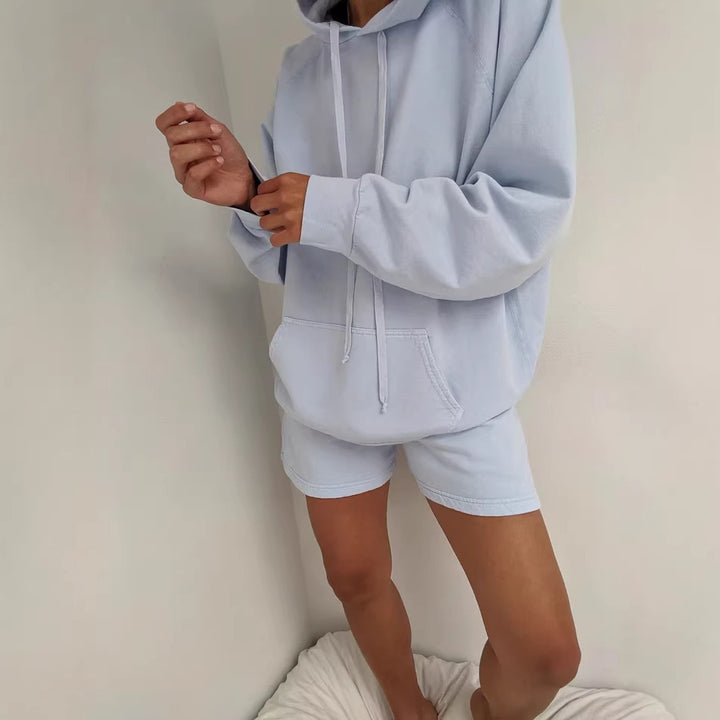 Damen gemütliches Hoodie und Shorts-Set Drune