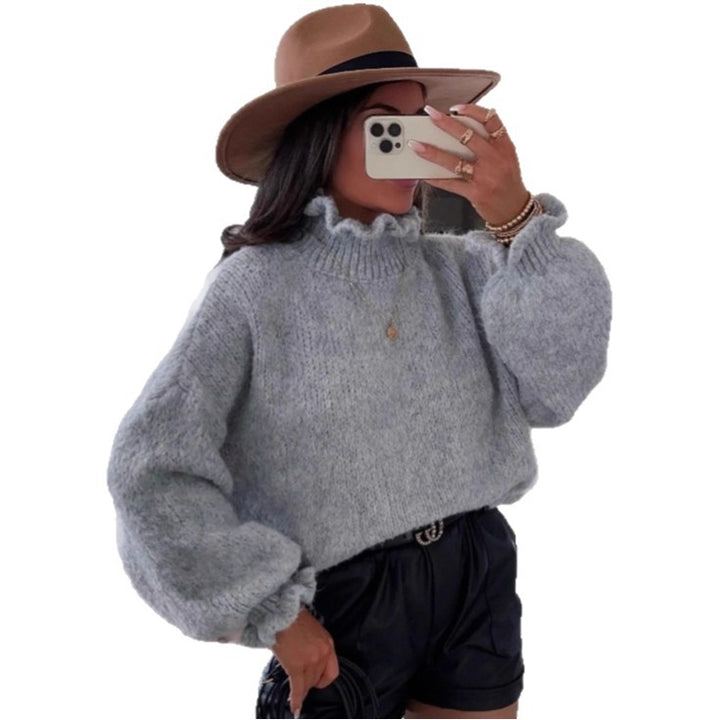 Damen kuscheliger Rollkragenpullover mit voluminösen Ärmeln Drune
