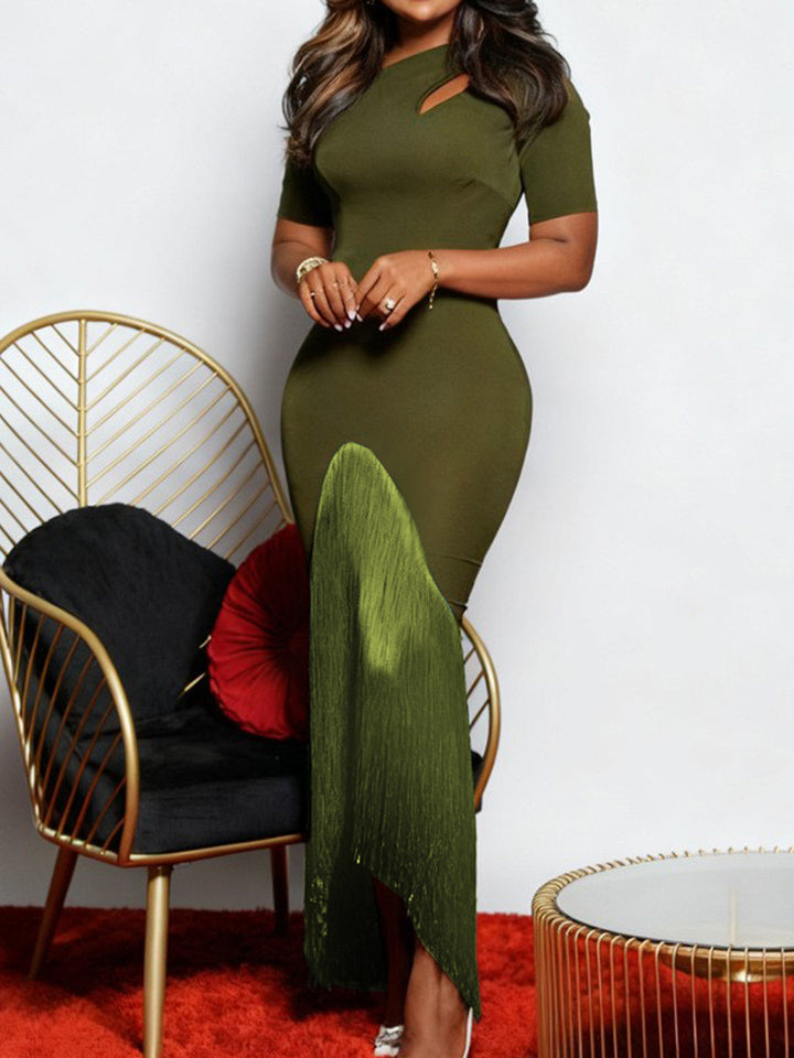Damen elegantes Kleid mit asymmetrischem Saum und modischem Cut-Out Drune
