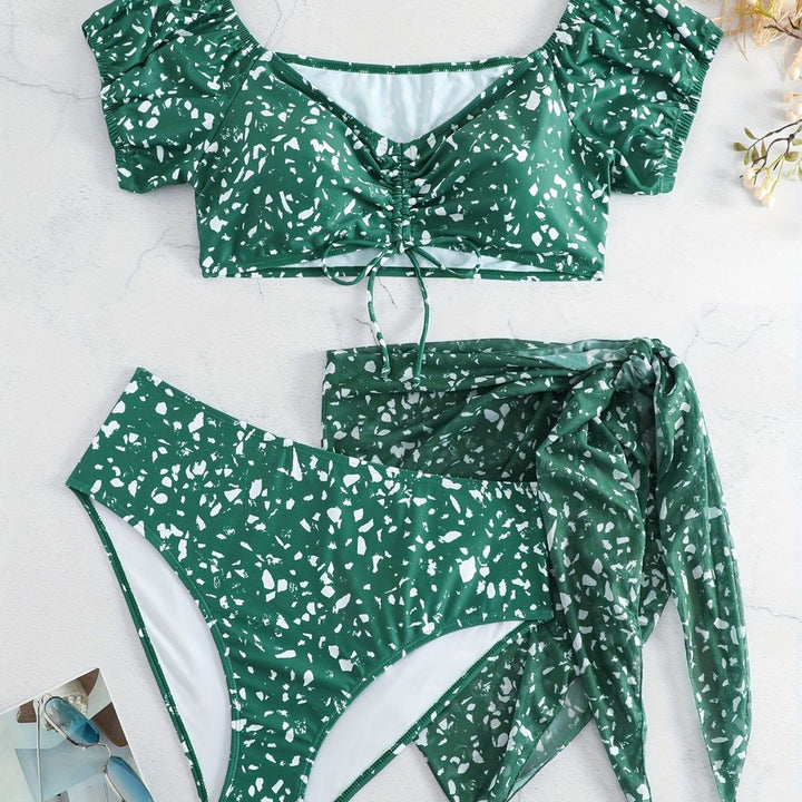 Damen Crop-Bikini Oberteil mit Rüschendetails und passendem Unterteil Drune