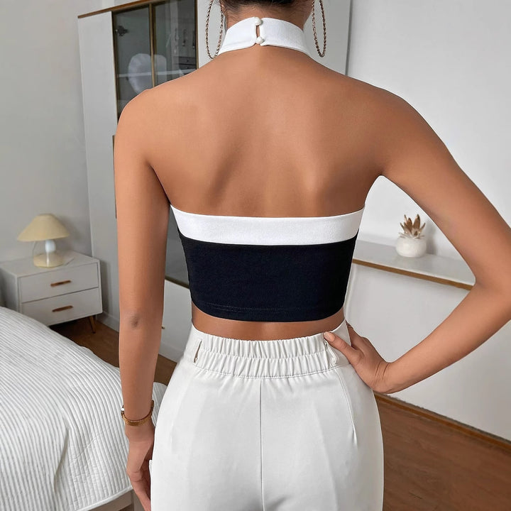 Damen elegantes Cropped-Top mit Kreuz-Trägern und hochwertigem Stoff Drune