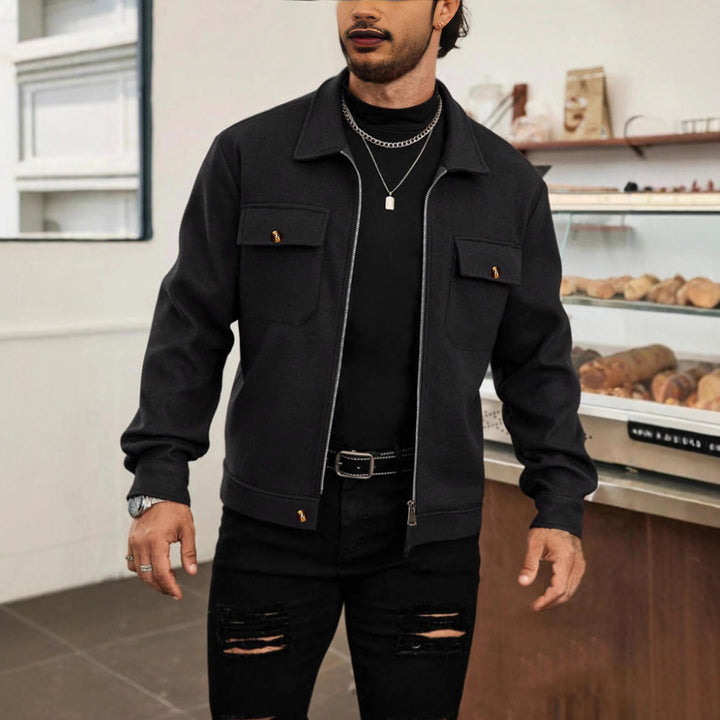Herren nan CPO-inspiriertes Overshirt-Jacke mit aufgesetzten Brusttaschen und Reißverschluss Drune
