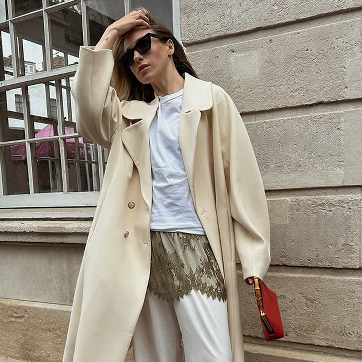 Damen Elegante Oversized Wolljacke Drune