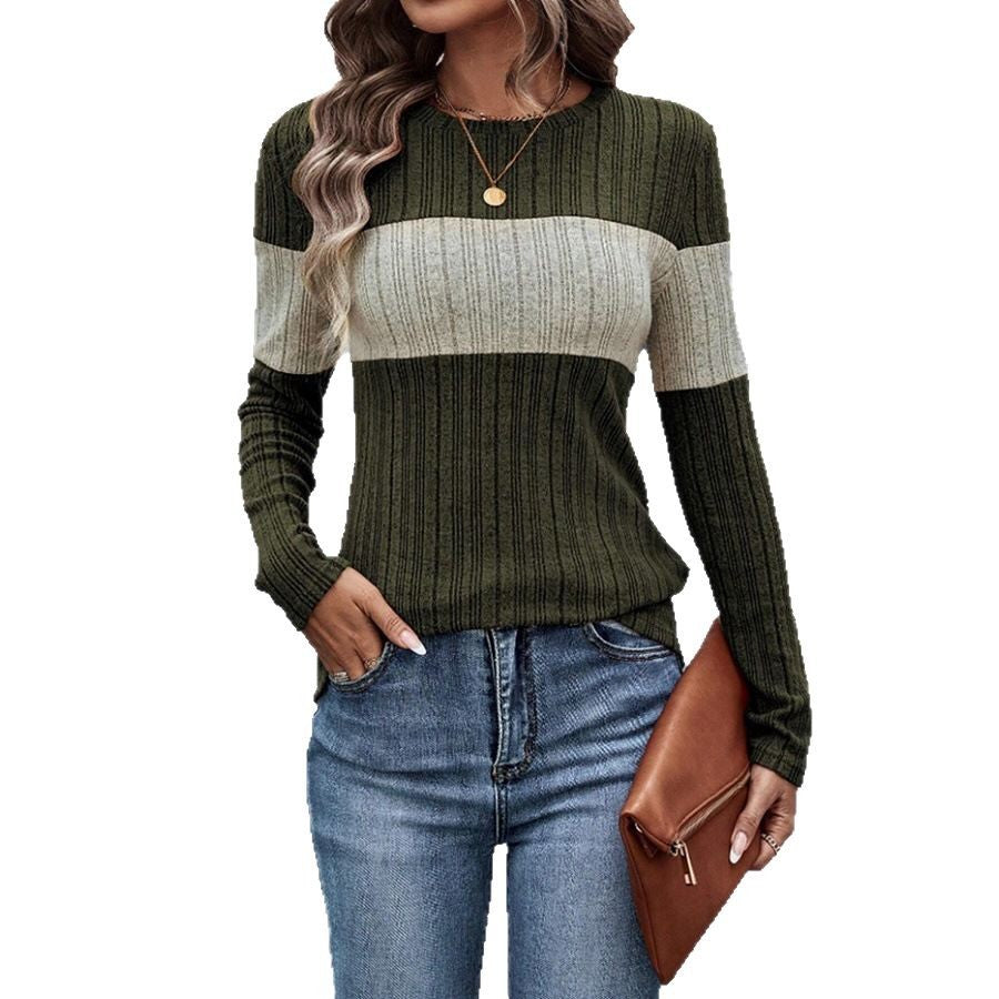 Damen eleganter feinstrick Pullover mit modischem Streifenmuster Drune
