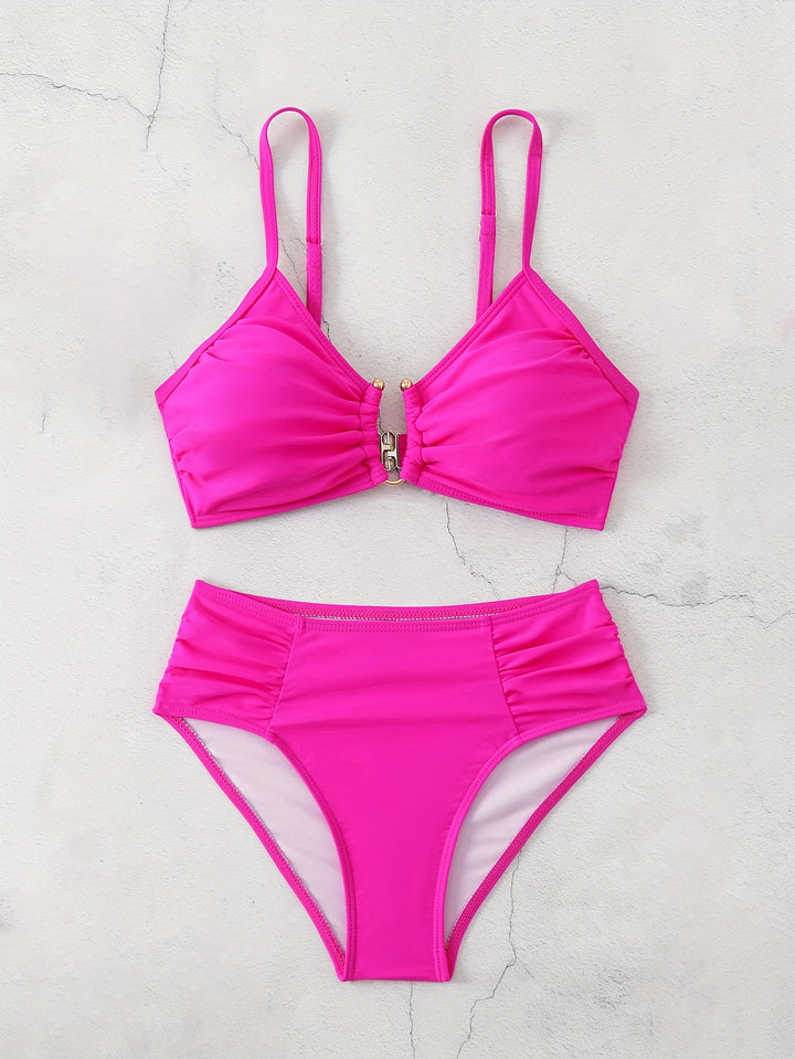Damen Hochtailliertes Bikini-Set mit raffiniertem Rüschendesign Drune