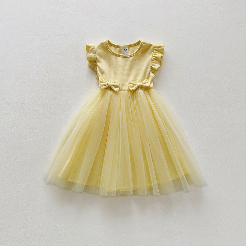 Mädchen Tüll Rüschdress mit Schleifenakzenten Drune