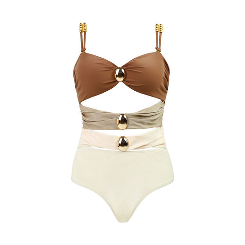 Damen Hochtaillierter Einteiler mit modischen Cut-Outs Drune