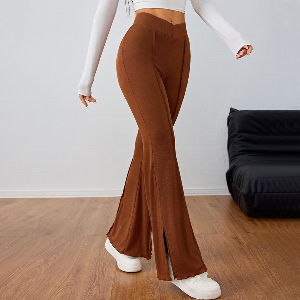 Damen elegante Flared-Hose mit seitlichen Schlitzdetails Drune