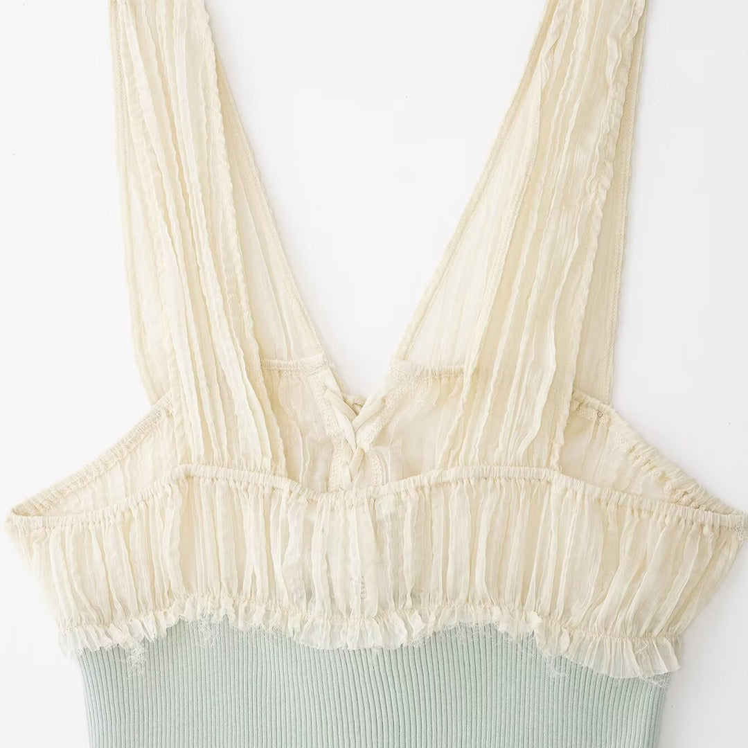 Damen Top mit Raffungen und verstellbaren Trägern Drune