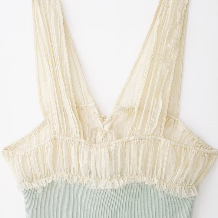 Damen Top mit Raffungen und verstellbaren Trägern Drune