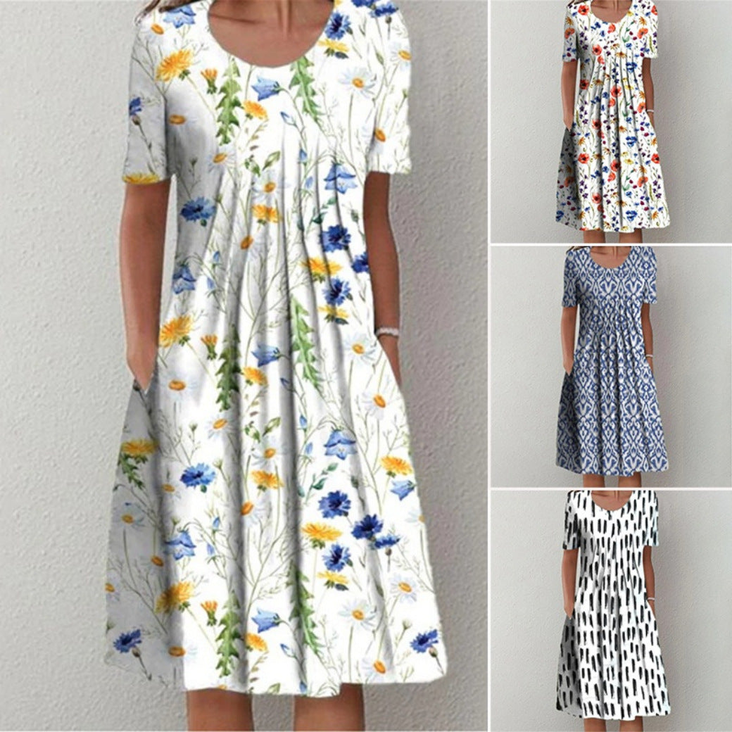 Damen Midi-Kleid mit elastischem Bund und seitlichen Taschen Drune