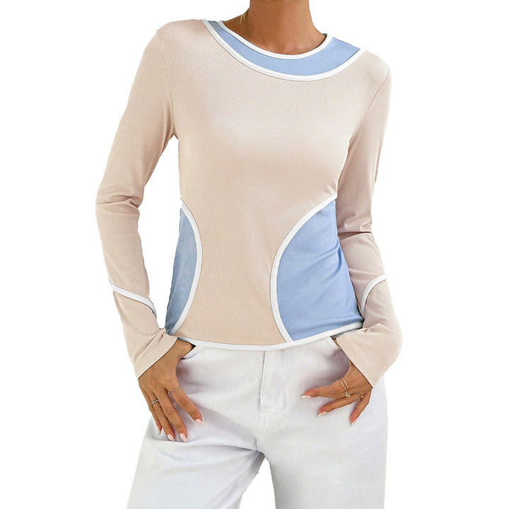 Damen Langarmshirt mit geschwungenen Farbkombinationen und elastischen Faser Drune