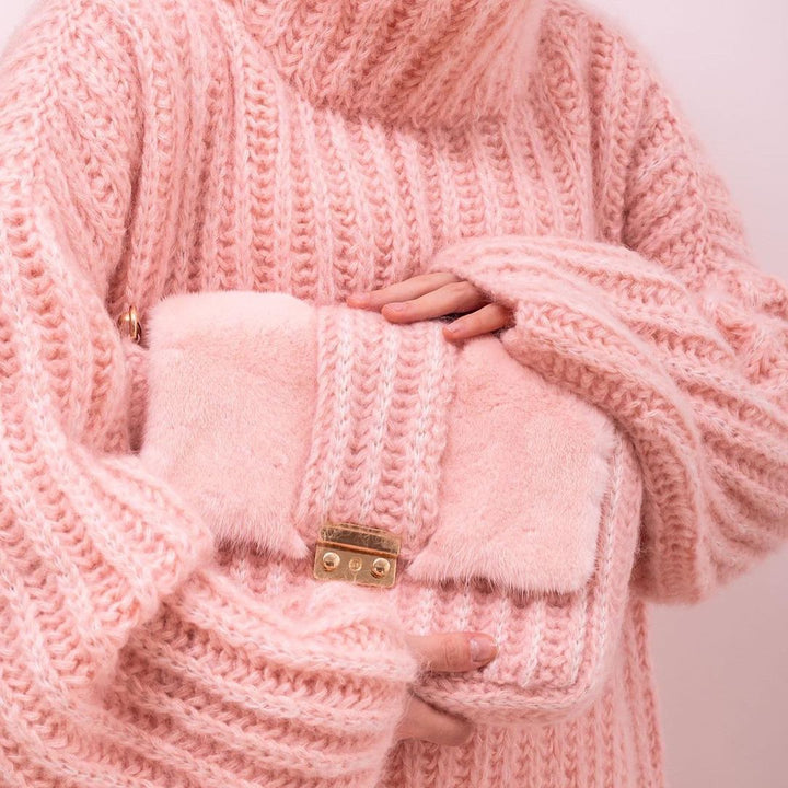 Damen Grober Strickpullover mit hohem Kragen Drune