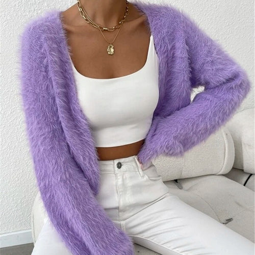 Damen kuschelige Strickjacke Drune