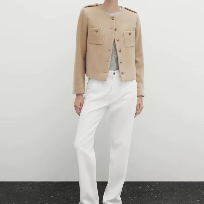 Damen Kurzjacke mit praktischen Taschen und eleganten Knopfdetails Drune