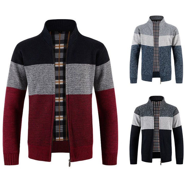 Herren Strickjacke mit modernem Farbblockdesign und kuscheligem Innenfutter Drune