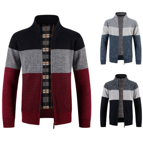 Herren Strickjacke mit modernem Farbblockdesign und kuscheligem Innenfutter Drune