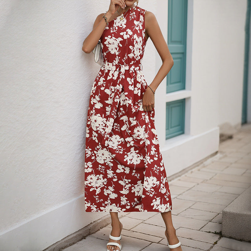 Damen Maxikleid mit asymmetrischem Ausschnitt und floralem Muster Drune