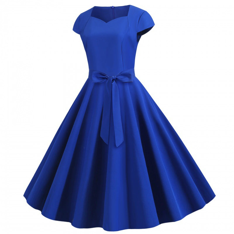 Damen A-Linien-Kleid mit elegantem V-Ausschnitt und taillierendem Gürtel Drune