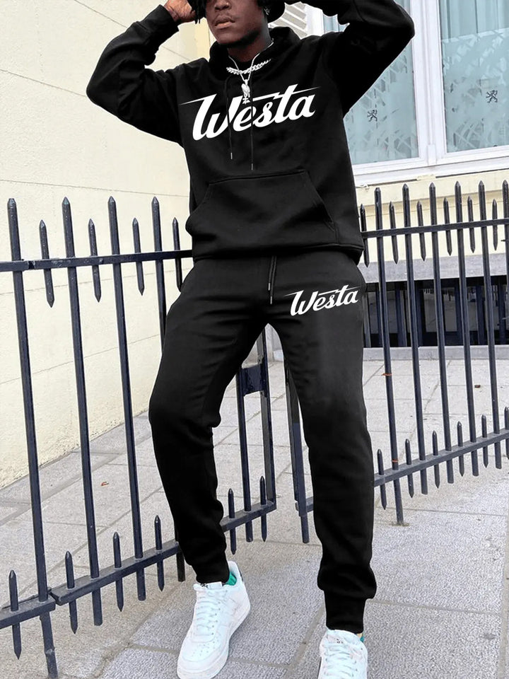 Herren Freizeit Hoodie und Jogginghose Set mit stilvollem Logo Drune