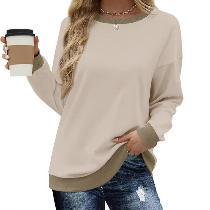 Damen Lässiger Sweatshirt mit Kontrastbündchen und oversized Passform Drune