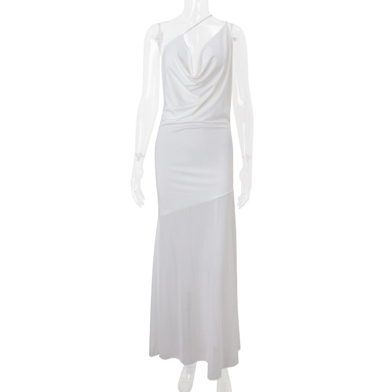 Damen Elegantes asymmetrisches Maxikleid Drune