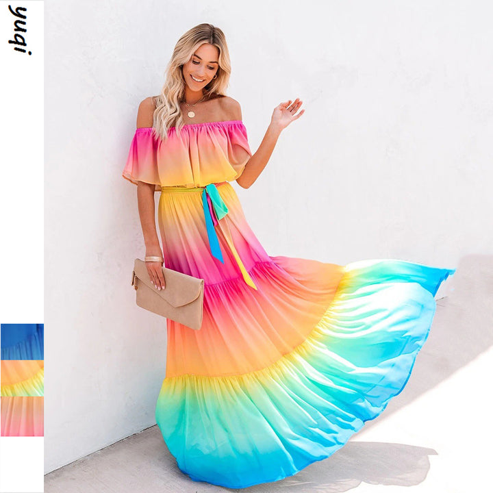 Damen Maxikleid mit schulterfreiem Design von Drune