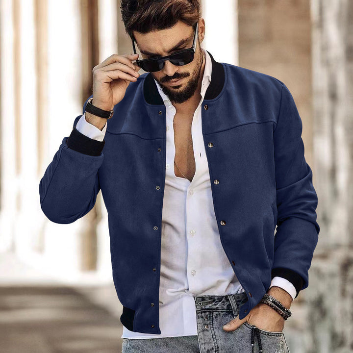 Herren sportliche Collegejacke mit seitlichen Reißverschlusstaschen Drune