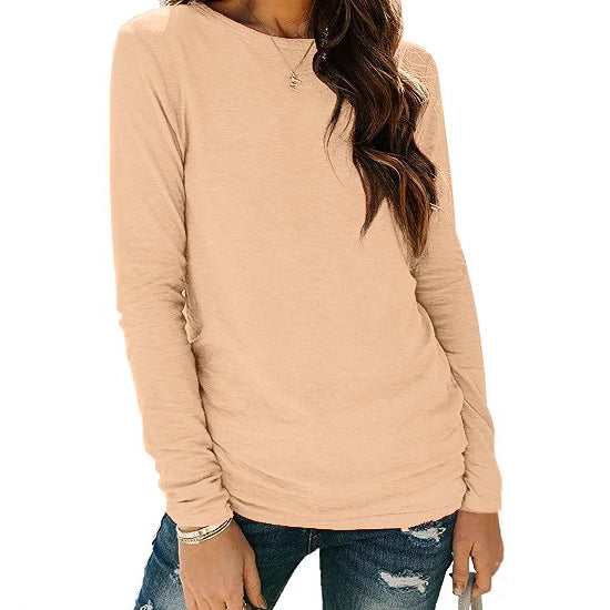 Damen lässiges Longsleeve-Shirt mit dekorativem Raffung Drune