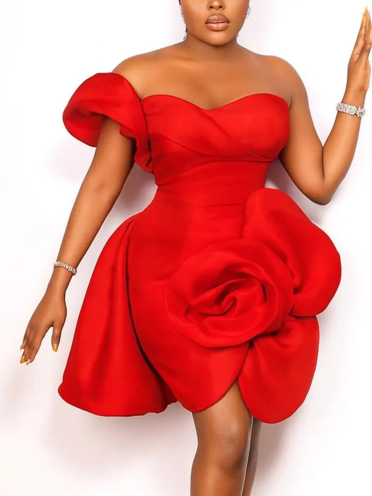 Damen Cocktailkleid mit voluminösem Blumendetail Drune