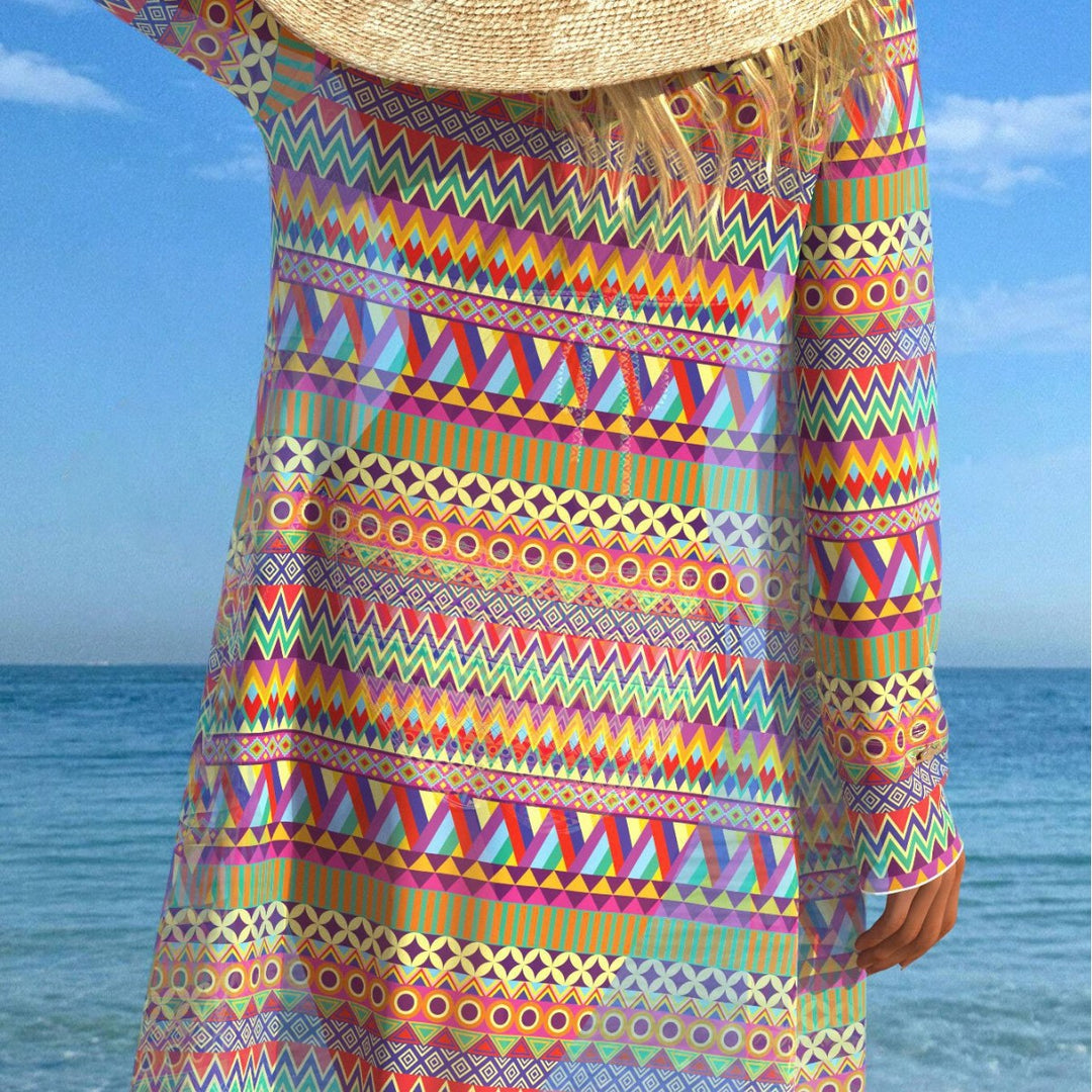 Damen Bikini-Set mit modischem grafischem Design und passendem Strandüberwurf Drune