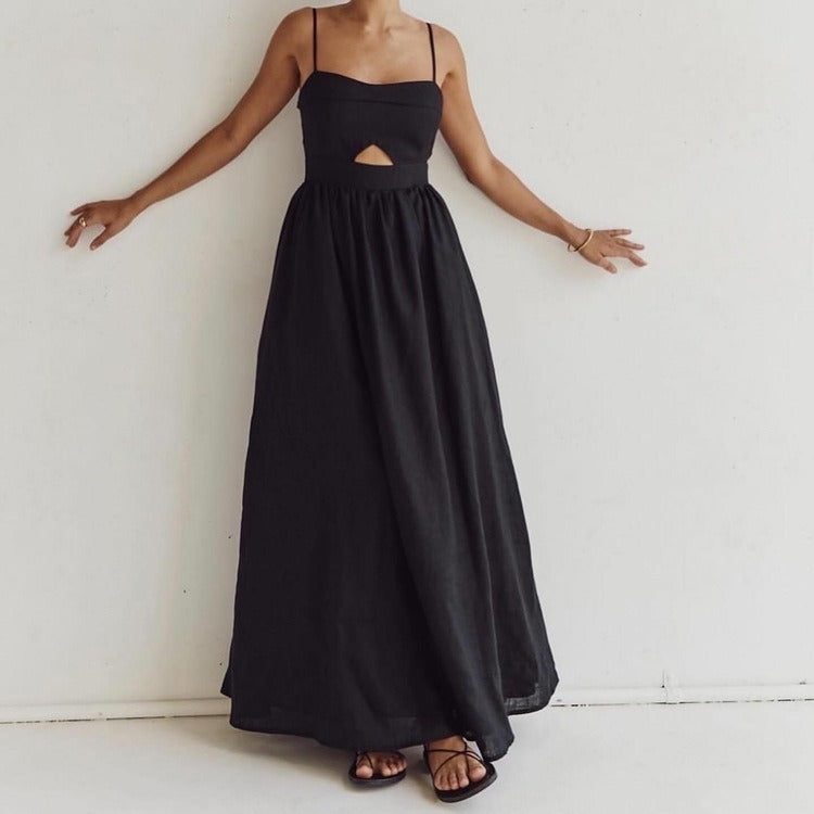 Damen Maxikleid mit hohem Beinausschnitt und raffiniertem Cut-Out Drune