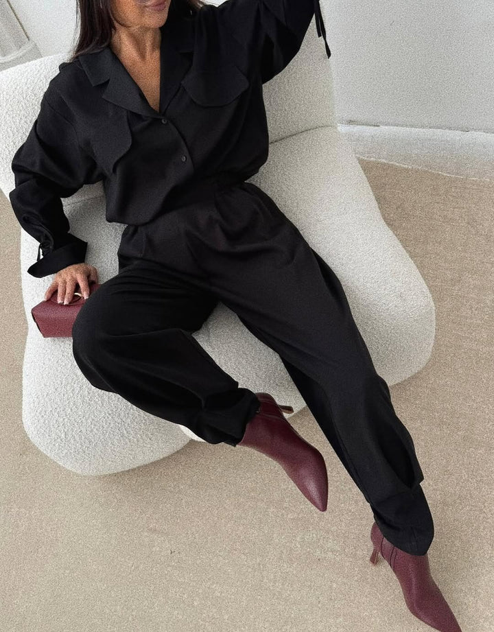 Damen Zweiteiler mit modischer Bluse und eleganter Hose Drune