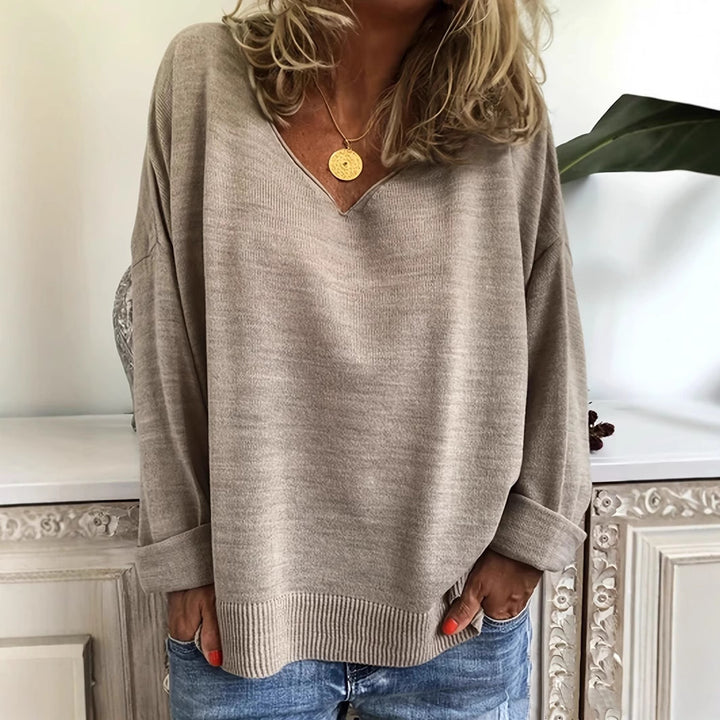 Damen lässiger V-Ausschnitt Pullover mit mittellanger Passform Drune