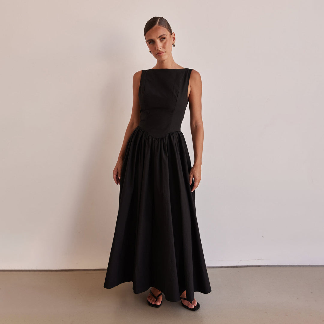 Damen Maxikleid mit zeitlosem Schnitt und elegantem Taillenbund Drune