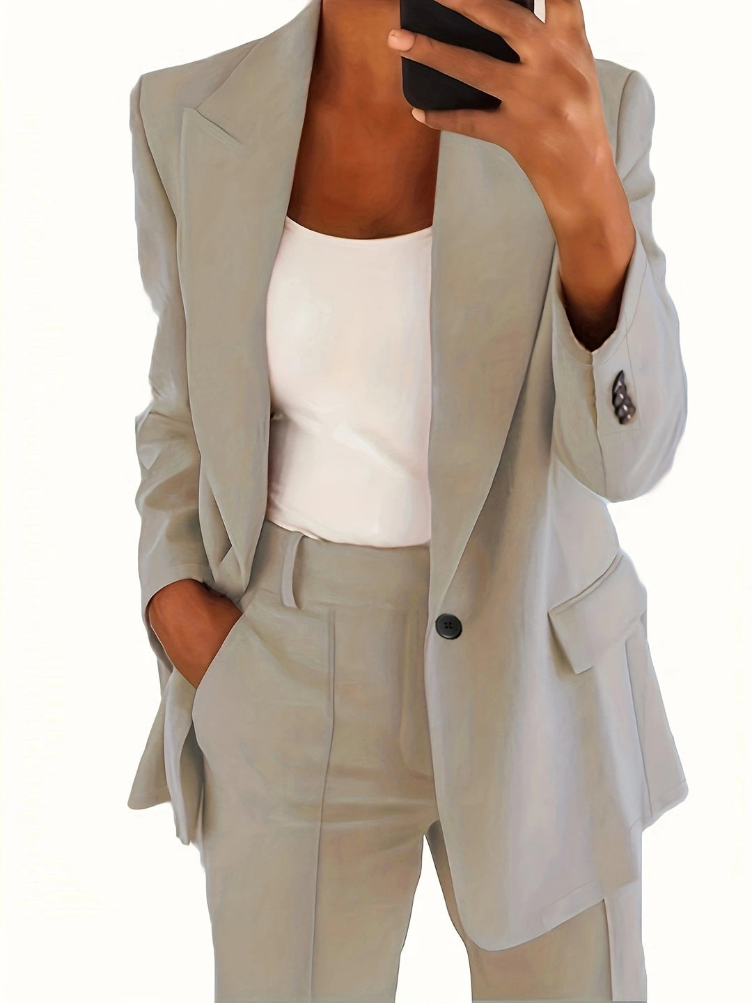 Damen nan taillierter Blazer-Hosen Businessanzug aus Stretchstoff Drune