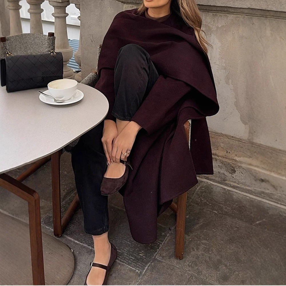 Damen elegante und vielseitige Poncho-Jacke Drune